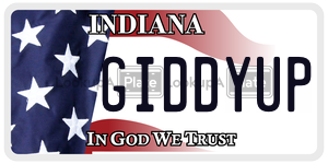 GIDDYUP license plate in Indiana
