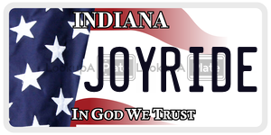 JOYRIDE license plate in Indiana