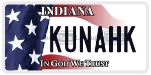 KUNAHK  license plate in IN