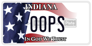 OOPS  license plate in IN