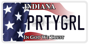 PRTYGRL license plate in Indiana