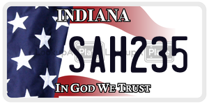 SAH235 license plate in Indiana