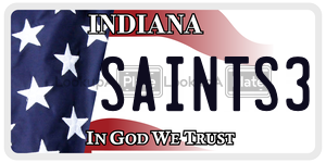 SAINTS3  license plate in IN