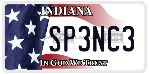 SP3NC3 license plate in Indiana