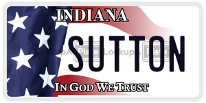 SUTTON  license plate in IN
