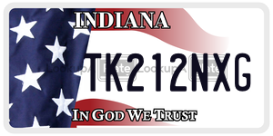 TK212NXG license plate in Indiana