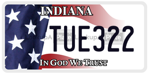 TUE322 license plate in Indiana