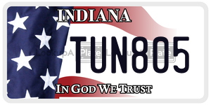 TUN805 license plate in Indiana