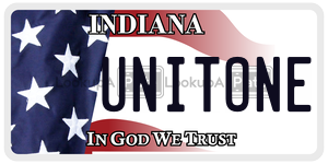 UNITONE license plate in Indiana