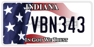 VBN343  license plate in IN