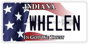 WHELEN  license plate in IN