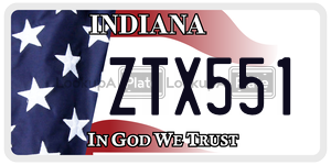 ZTX551  license plate in IN