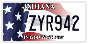 ZYR942  license plate in IN