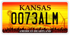 0073ALM  license plate in KS