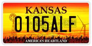 0105ALF  license plate in KS