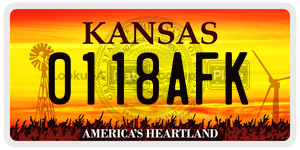 0118AFK  license plate in KS