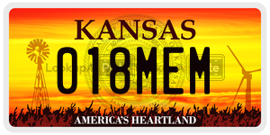018MEM  license plate in KS