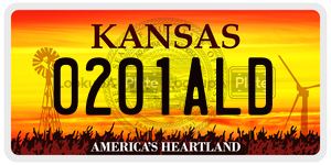 0201ALD  license plate in KS