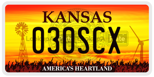 030SCX  license plate in KS