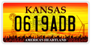 0619ADB  license plate in KS