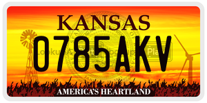 0785AKV  license plate in KS