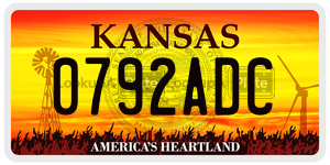0792ADC  license plate in KS