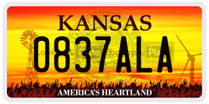 0837ALA  license plate in KS