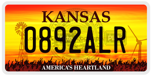 0892ALR  license plate in KS
