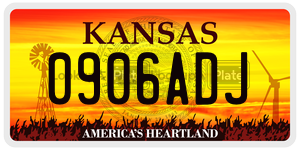 0906ADJ license plate in Kansas