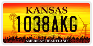 1038AKG  license plate in KS