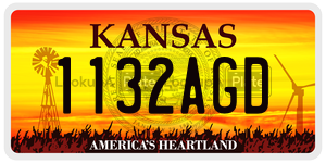 1132AGD  license plate in KS
