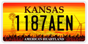 1187AEN  license plate in KS