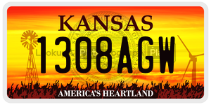 1308AGW  license plate in KS