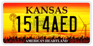 1514AED  license plate in KS