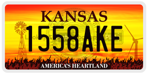 1558AKE  license plate in KS