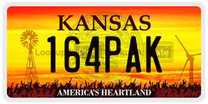 164PAK  license plate in KS