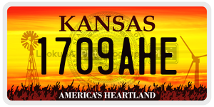 1709AHE  license plate in KS