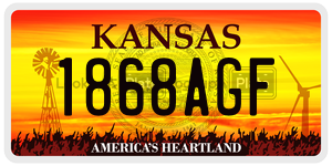 1868AGF  license plate in KS