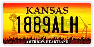 1889ALH  license plate in KS