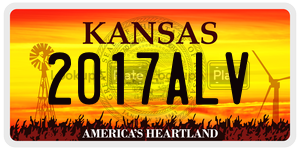 2017ALV  license plate in KS