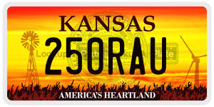 250RAU license plate in Kansas