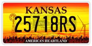 25718RS  license plate in KS