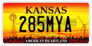 285MYA  license plate in KS