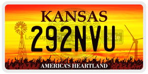 292NVU  license plate in KS