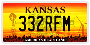 332RFM  license plate in KS