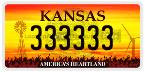 333333  license plate in KS