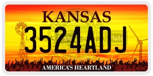 3524ADJ  license plate in KS
