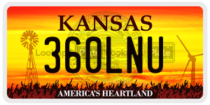 360LNU license plate in Kansas