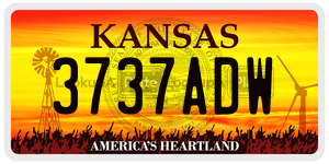 3737ADW  license plate in KS