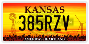 385RZV license plate in Kansas